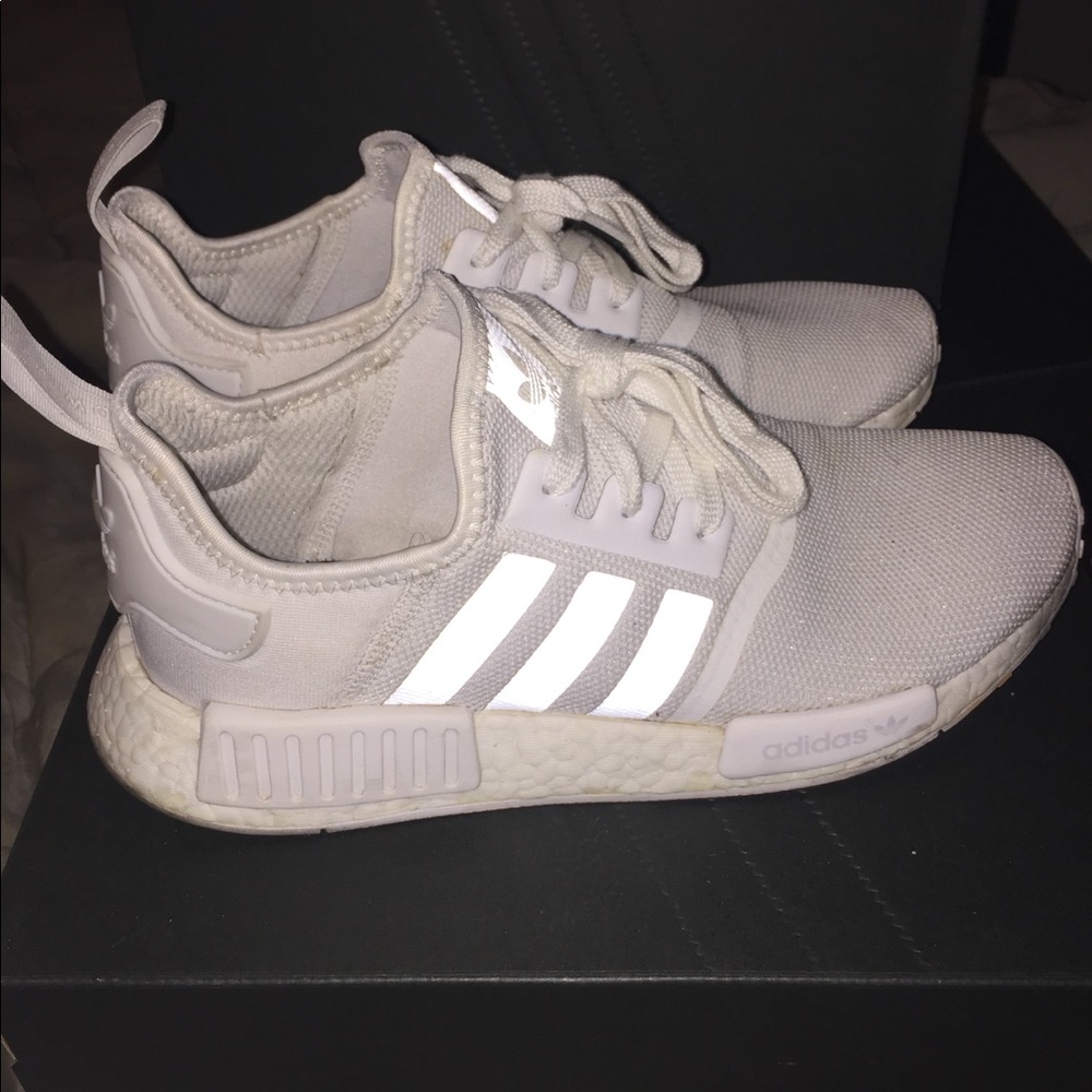 Adidas NMD R1 All White Reflective Boost Sole